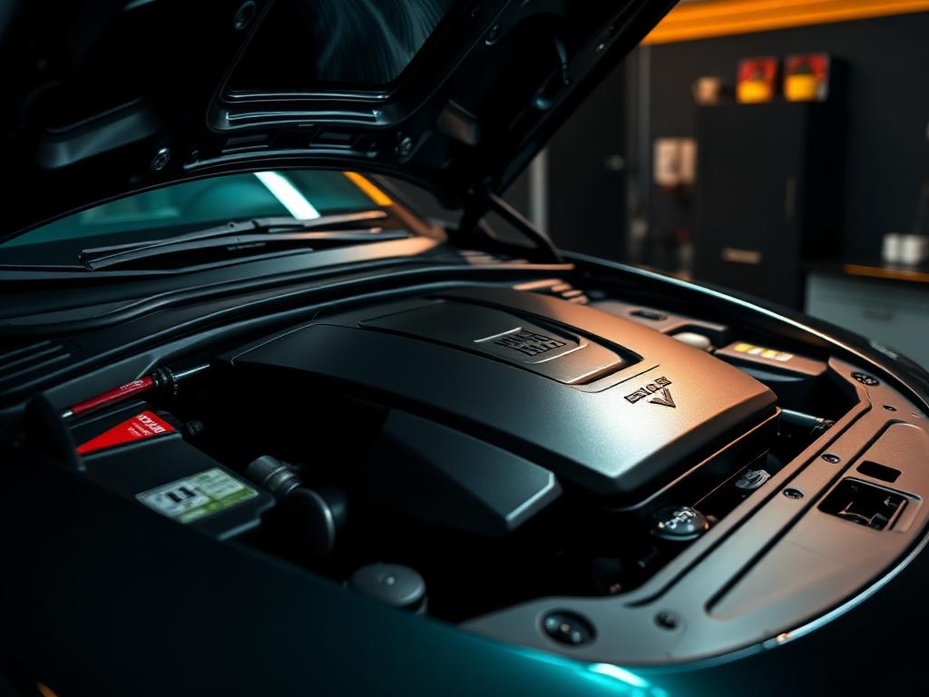 Clean and detailed car engine bay after professional engine cleaning